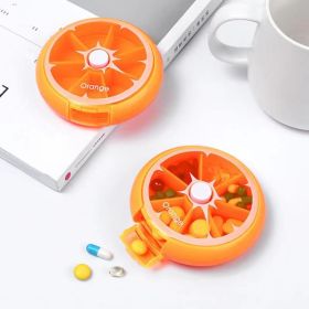 1pc Cute Fruit Shape Medicine Box; Portable Rotating Pill Box For Outdoor Travel Camping Household (Color: orange)