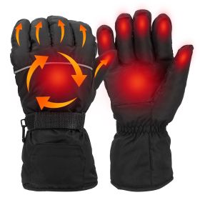 Heating Warm Gloves Battery Powered Heated Waterproof Gloves Unisex Electric Heated Gloves For Outdoor Sports Cycling Riding Skiing Skating Hiking Hun (Color: Black)