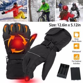 Heating Warm Gloves Battery Powered Heated Waterproof Gloves Unisex Electric Heated Gloves For Outdoor Sports Cycling Riding Skiing Skating Hiking Hun (Color: as picture)